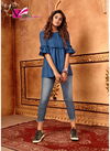 BLUE COLOUR PARTY WEAR RUBY COTTON SILK PLAIN TOPS 101
